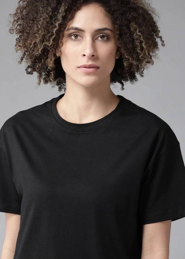 Fambruh Women T Shirt Cotton Solid Women Half Sleeves Slim Tshirt - S