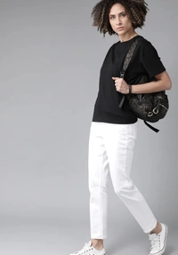 Fambruh Women T Shirt Cotton Solid Women Half Sleeves Slim Tshirt - S