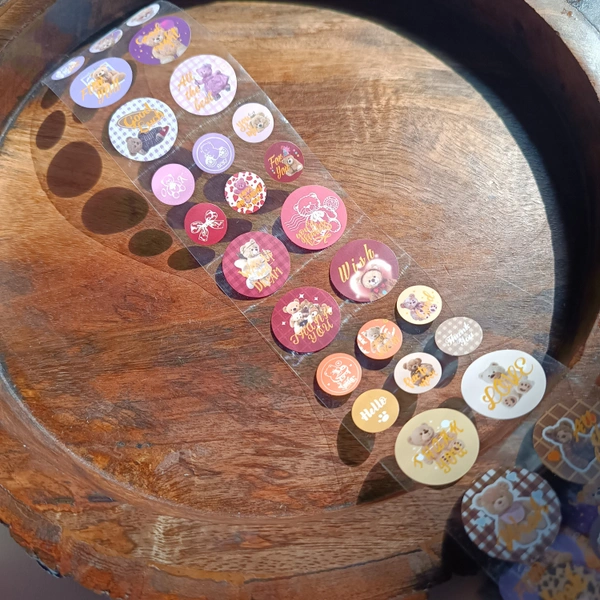Teddy Bear Round Sticker Tape Roll