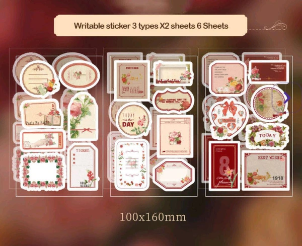 Retro Paper Sticker Cutout (6 Sheets) 