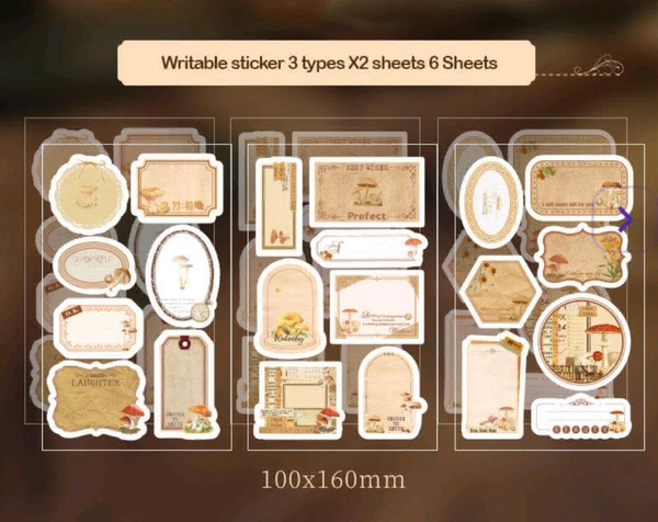 Retro Paper Sticker Cutout (6 Sheets) 