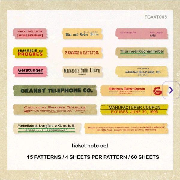 Retro English Sticker Cutput (60pc)