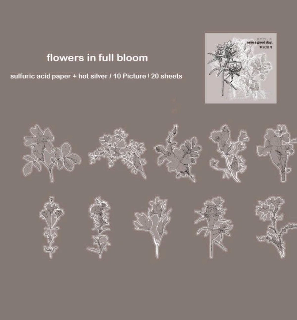 Flower Sticker Silver Hot Border (20pc)