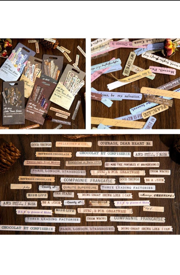 Retro Paper Washi Stickers (50pc Pack) 