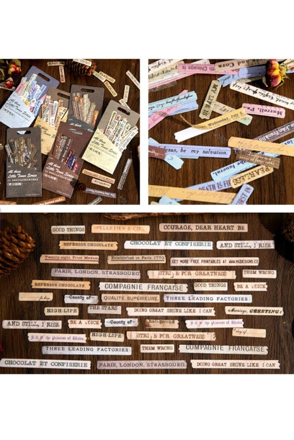 Retro Paper Washi Stickers (50pc Pack) 