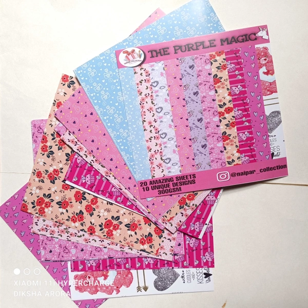 6"6 Inches Paper Pack (20 Sheets) 300 Gsm (purple Magic )