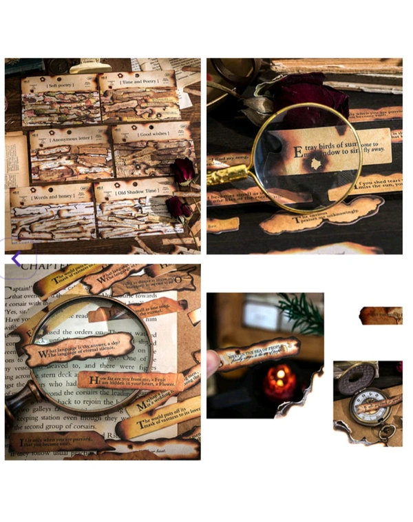 Retro Burnt Paper English Sticker (30pc) Words And Honey 