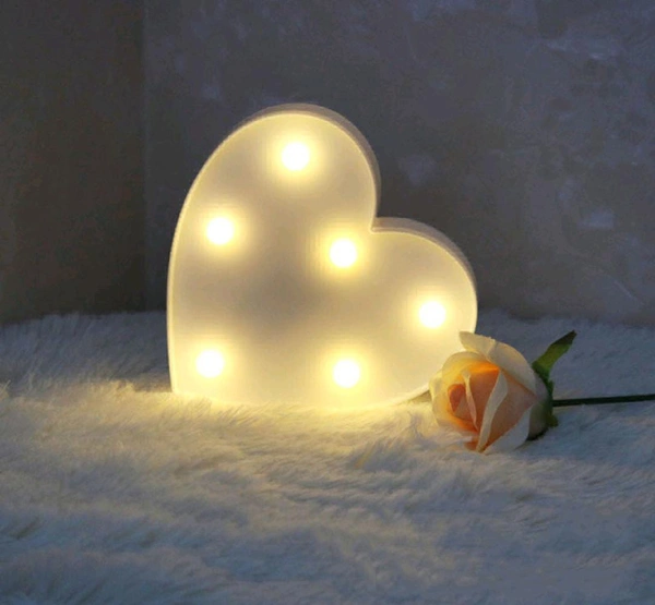 Room Decor White  Heart Battery Operated Light 