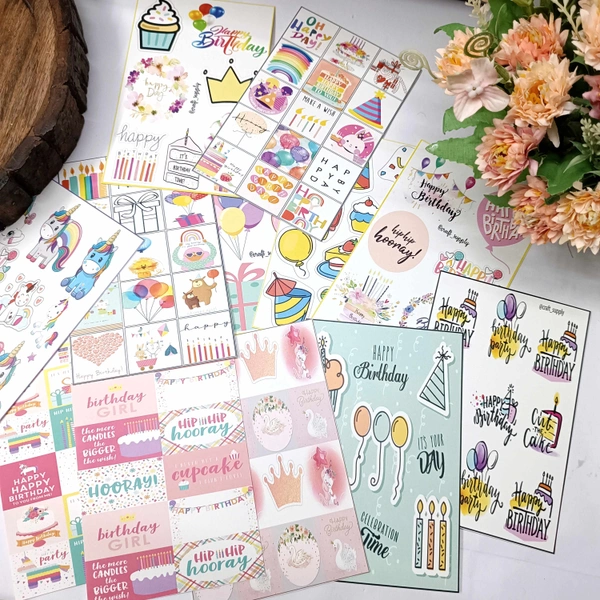 4x6 Inches Birthday Tag Sheets 12 Pcs Combo 