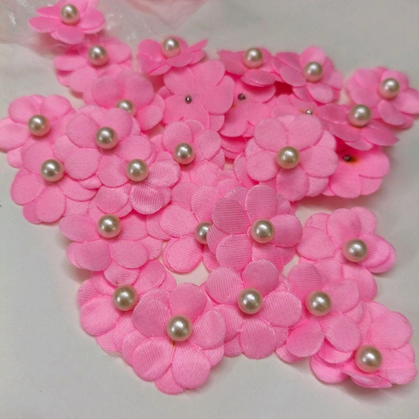 Pearl Flower Pack Of 20 Pcs (Pink) - 4CM