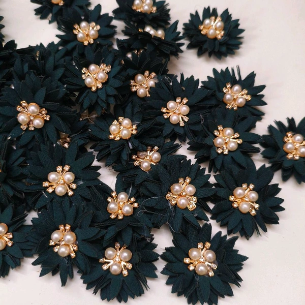 Artificial Cloth Flower With Pearl Diamond Pack Of 10 Pc 