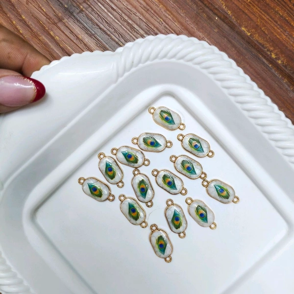 Mor Pankh / Peacock Bracelet Metal Charm Pack Of 5 Pc 