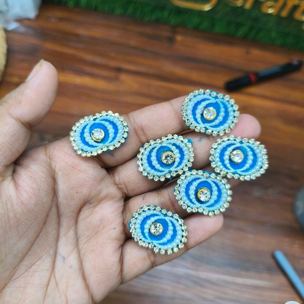 Oval Kundan Work Pack Pack Of 10 Pc (Blue)