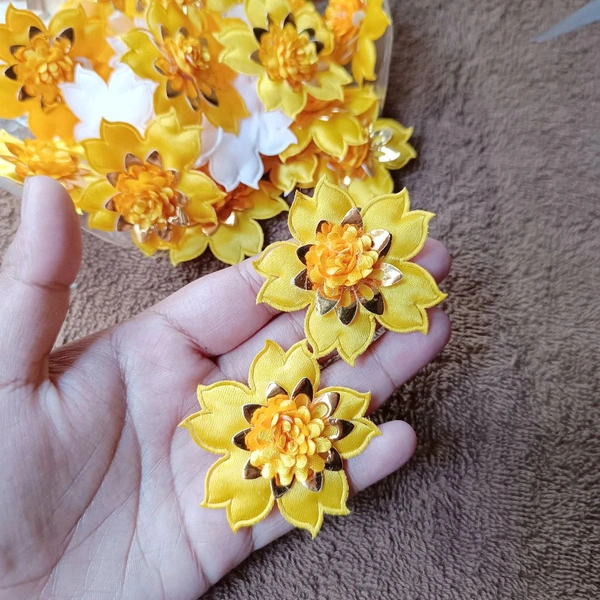 Cloth Artificial flowers (10pc) Yellow 