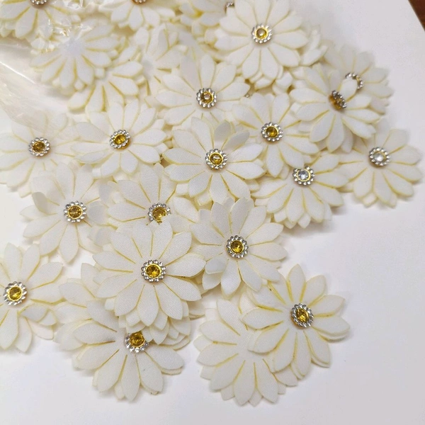 Artificial Cloth Flower Pack Of 10 Pc (White) 