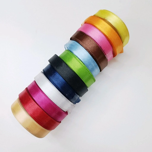Combo Of 10 Different Colours Of Satin Ribbon (0.5inch)