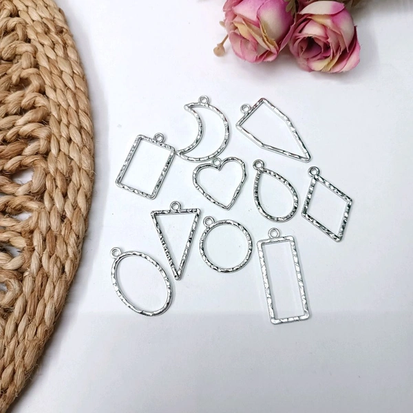 Designer Mix Design  Pendant Bezel 10 Pcs Silver 
