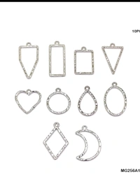 Designer Mix Design  Pendant Bezel 10 Pcs Silver 