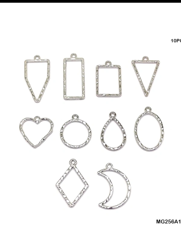 Designer Mix Design  Pendant Bezel 10 Pcs Silver 