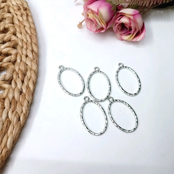 Oval Pendent Bezel 5pc Pack Silver 