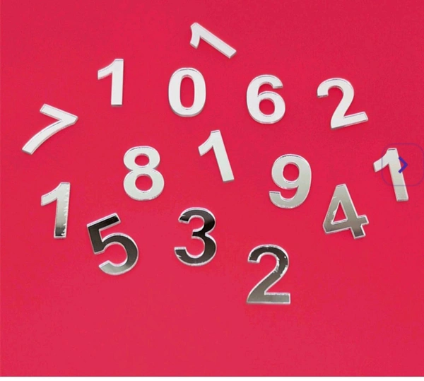 Acrylic Number Clock Digits Pack Silver 