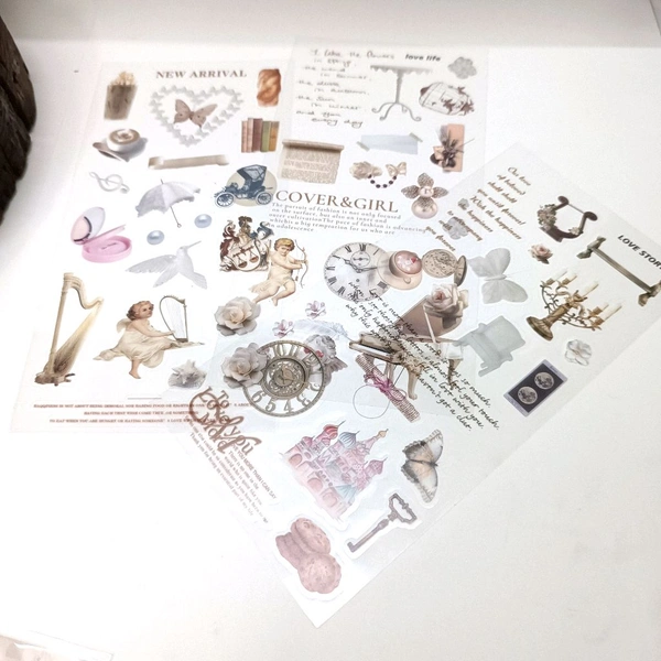 Transparent Aesthetic Sticker 3 Sheet Pack (V02)