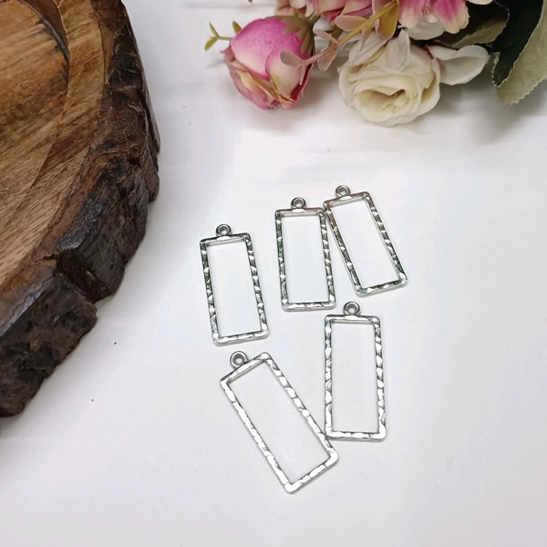 Reactangle  5pc Pendant Bezel Silver