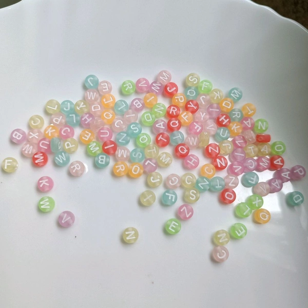 Alphabet Beads With White Colour (25 Grms)