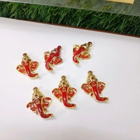 Golden Red Ganpati Charms (10 Pc ) 3cm