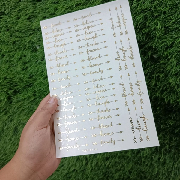 Genreal Quote A5 Golden Embossed Insert Sticker Sheet (056)