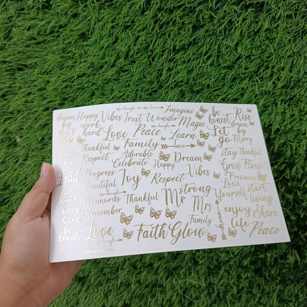 Genrale Quote A5 Golden Embossed Insert Sticker Sheet (004)