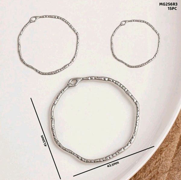 New Round Bezel Pack Of 15 Pcs (3 Different Sizes) Silver 