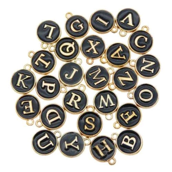 Alphabet Enamel charms  26 Pc  (A To Z) Black 