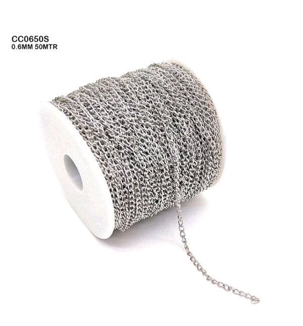 50 MTRS Silver CHAIN (0.6MM) ROLL 