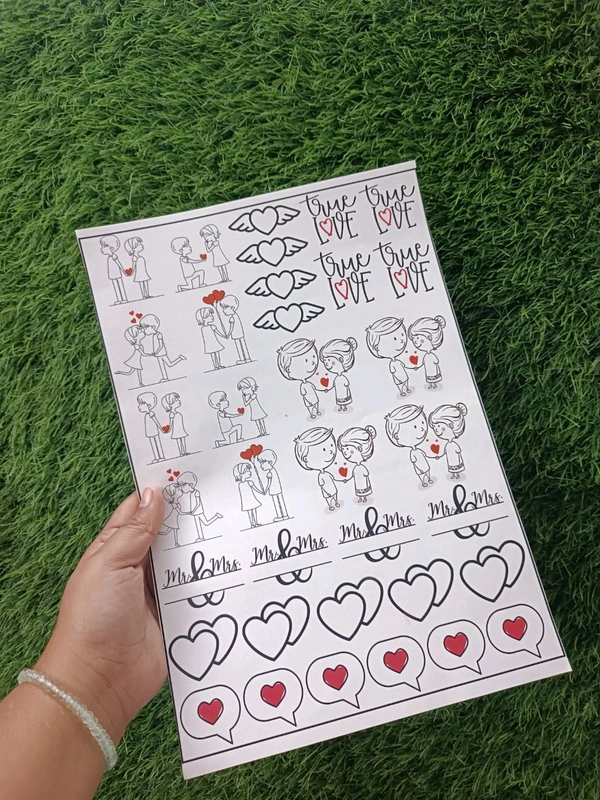 Love Theme Insert Sticker Sheet Size A4 