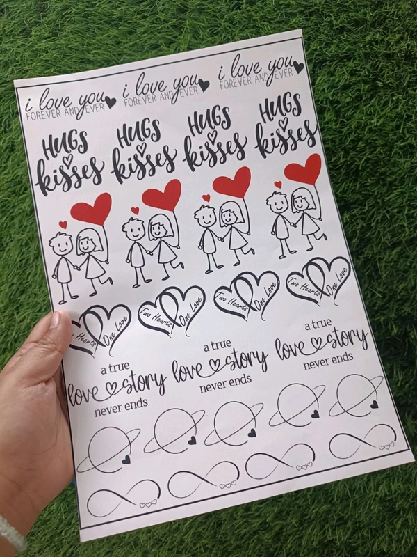 Love Theme Insert Sticker Sheet Size A4 