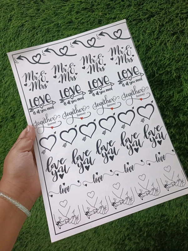Love Theme Insert Sticker Sheet Size A4 