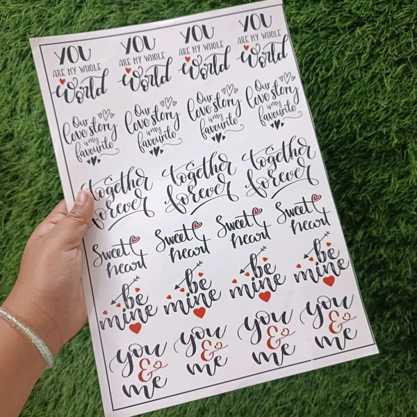 Love Theme Insert Sticker Sheet Size A4 