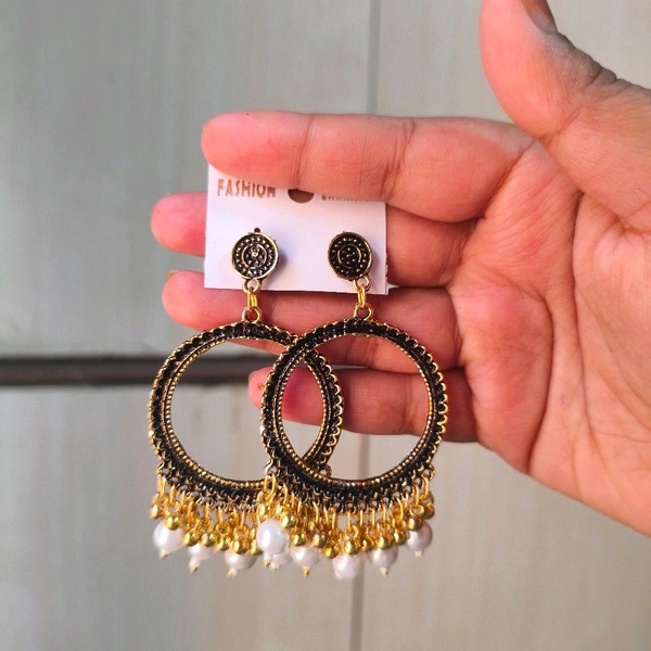 Resin jhumka Base Pair ( White Bead )