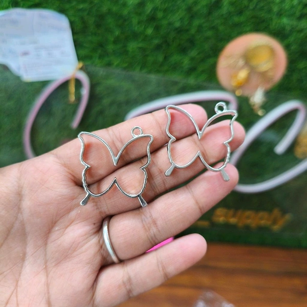 Silver Butterfly Bezel 5pc (3cm) Anti Tarnish 