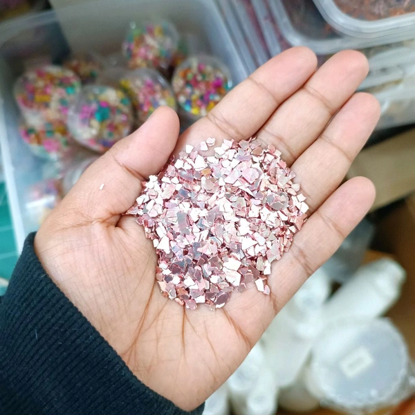 Rose Gold Glass Chips 50 Grms 
