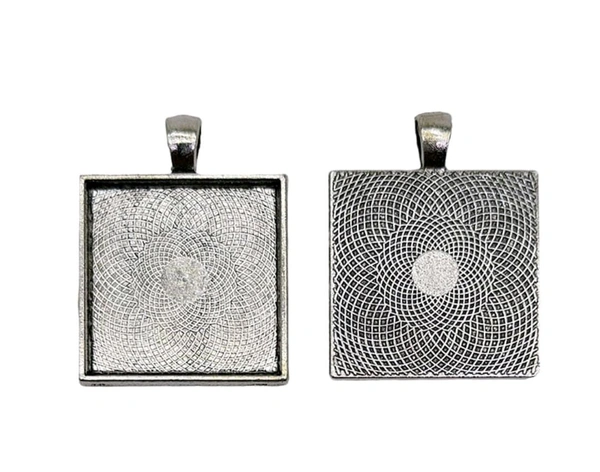 Silver 6pc Pendant Bezel Square 