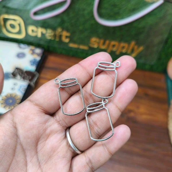 Jar Pendant Bezel Silver (5pc) 