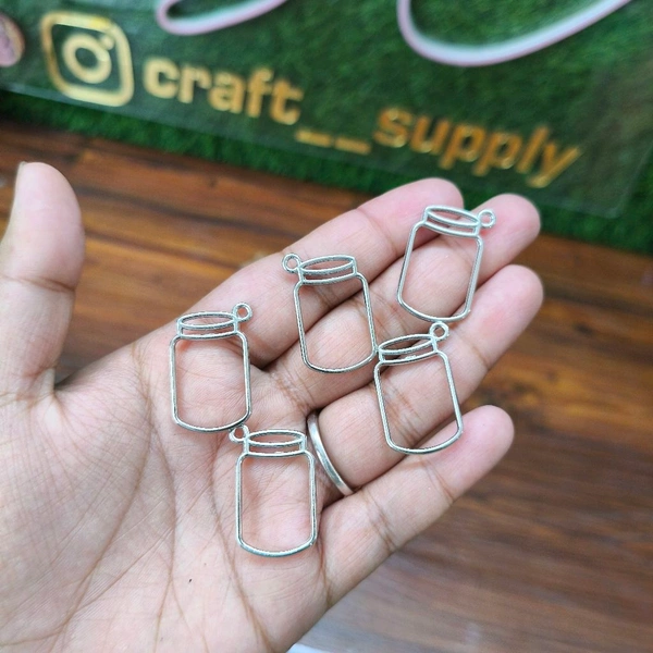 Jar Pendant Bezel Silver (5pc) 