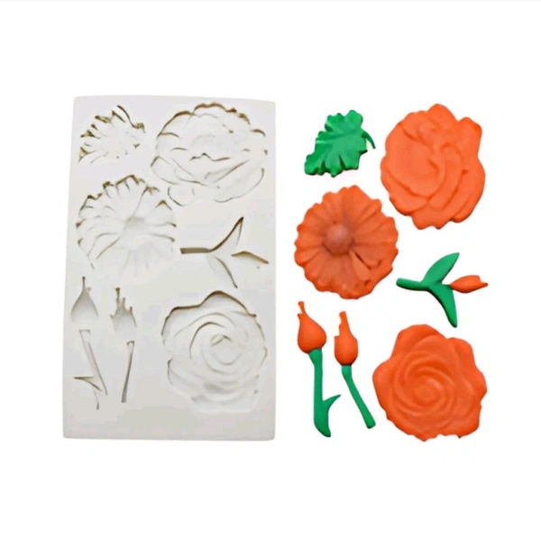 3D Multi Flowers Clay /  Candle MOLD  - 4.6"7.5 Inch