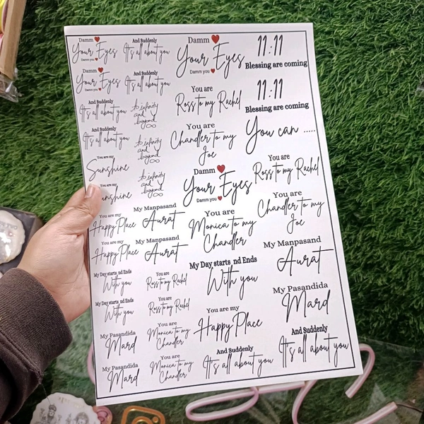 A4 Insert Sticker  Sheet Quotes 