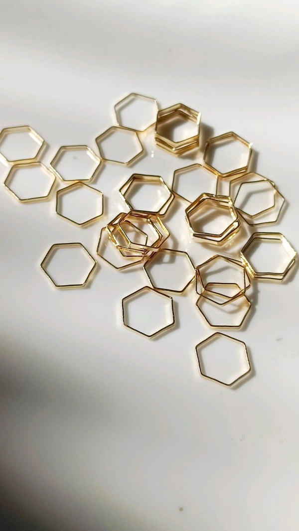 Hexagon Plain Bezel Golden Without Hole (2.2cm ) 10 Pcs 