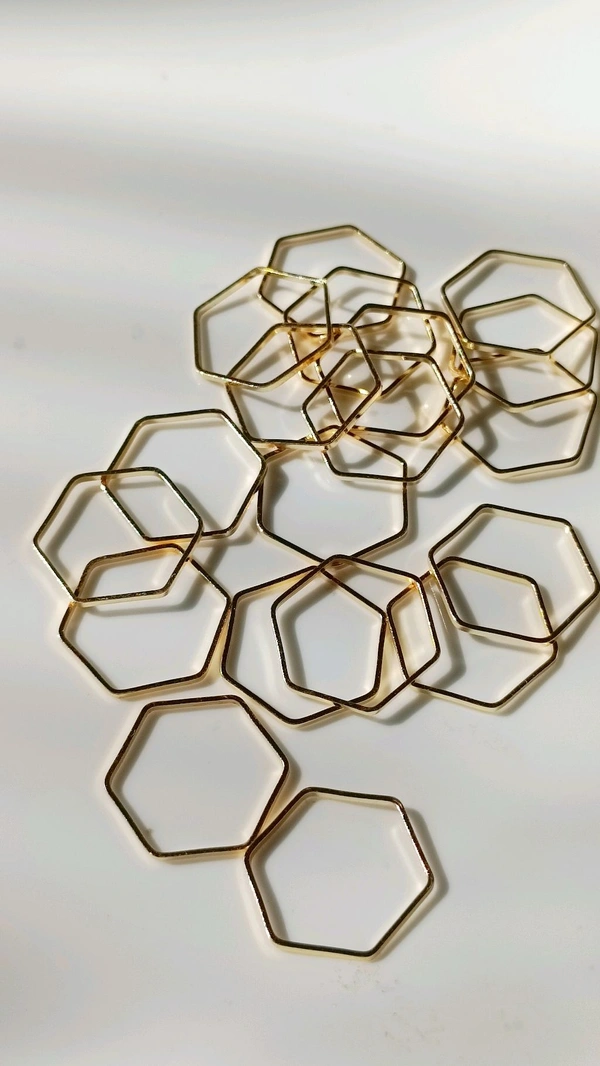 Hexagon Plain Bezel Golden Without Hole (2.2cm ) 10 Pcs 