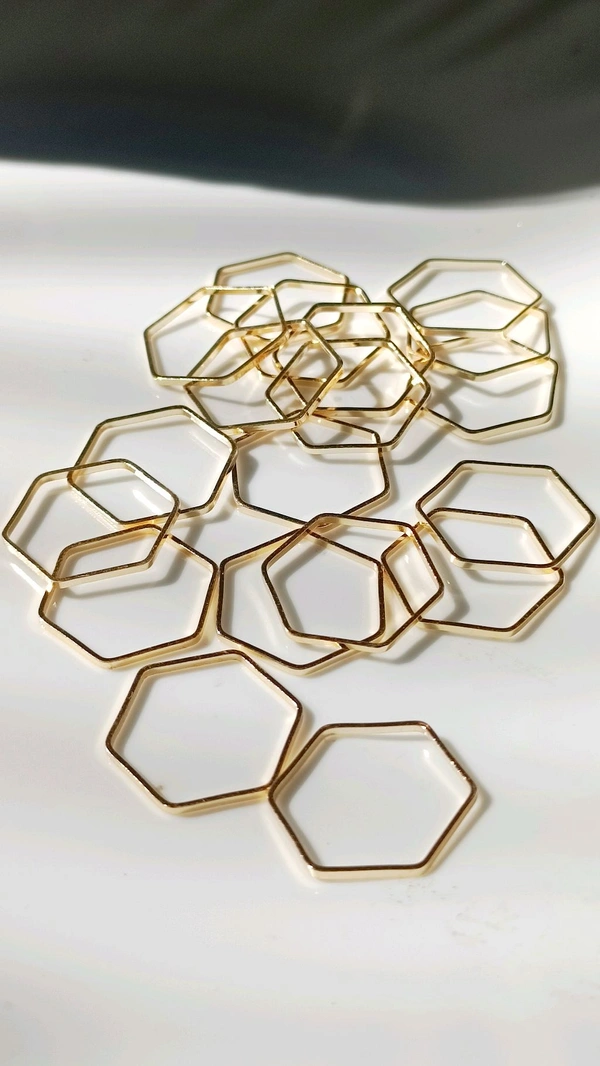 Hexagon Plain Bezel Golden Without Hole (2.2cm ) 10 Pcs 
