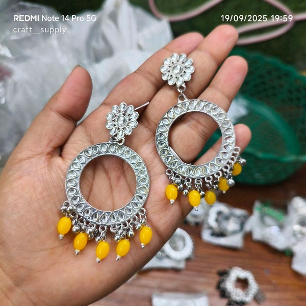 Resin Jhumka Base Pair (Yellow Bead)